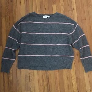 Pink and Gray Striped Sweater